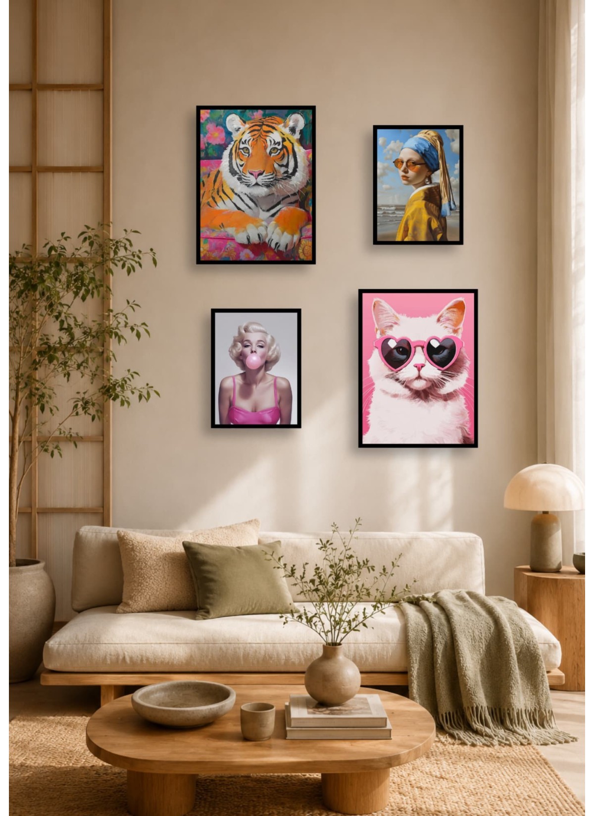 Pack Pop Art 3 : 4 affiches et cadres noirs | L’Afficherie