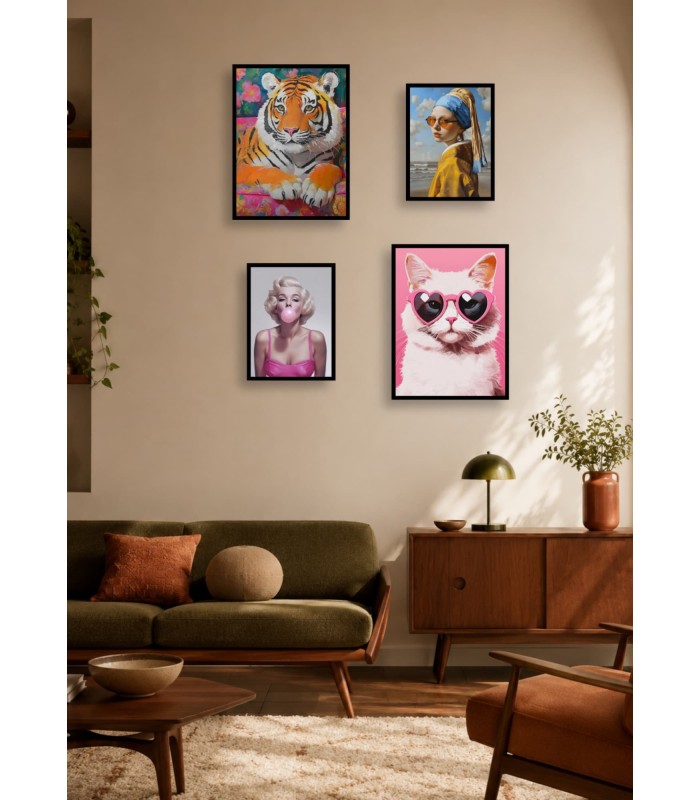 Pack Pop Art 3 : 4 affiches et cadres noirs | L’Afficherie