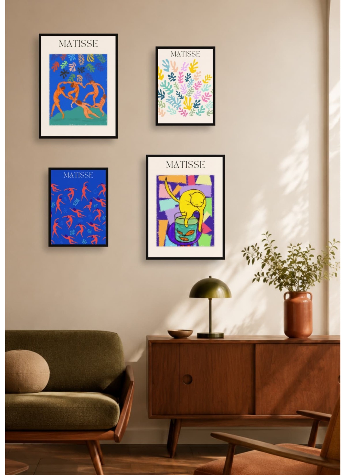 Pack d’affiches encadrées – Matisse : 4 affiches et cadres noirs | L’Afficherie