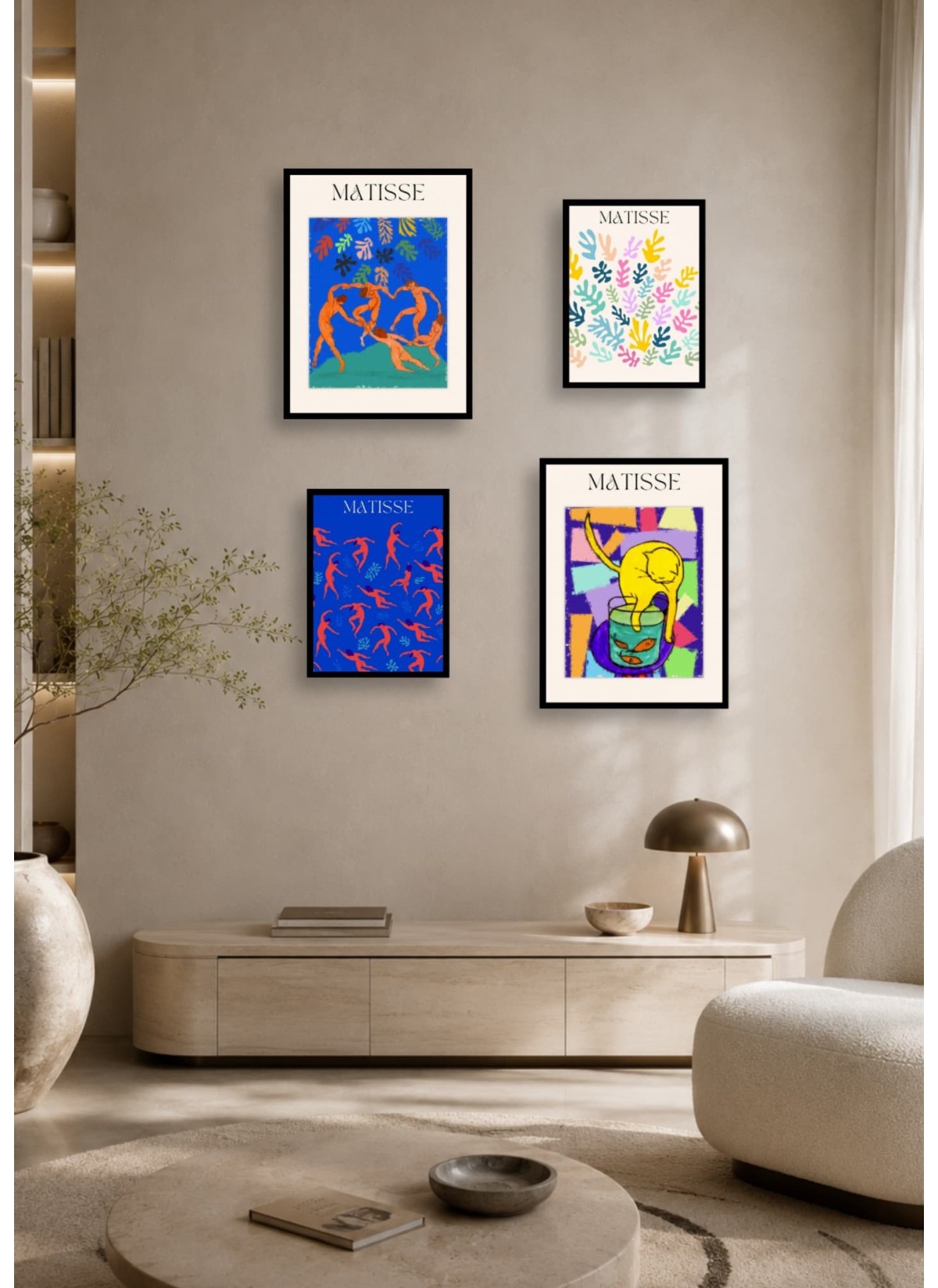 Pack d’affiches encadrées – Matisse : 4 affiches et cadres noirs | L’Afficherie