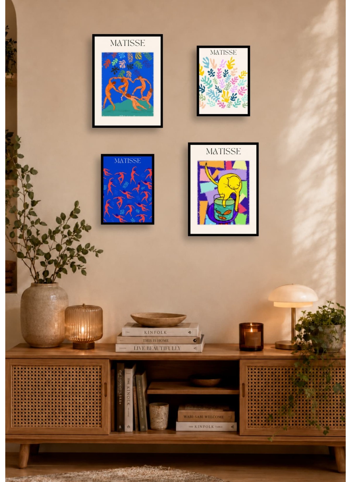 Pack d’affiches encadrées – Matisse : 4 affiches et cadres noirs | L’Afficherie
