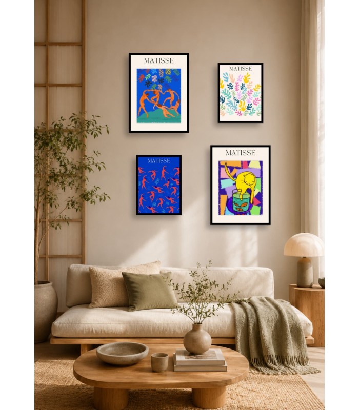 Pack d’affiches encadrées – Matisse : 4 affiches et cadres noirs | L’Afficherie