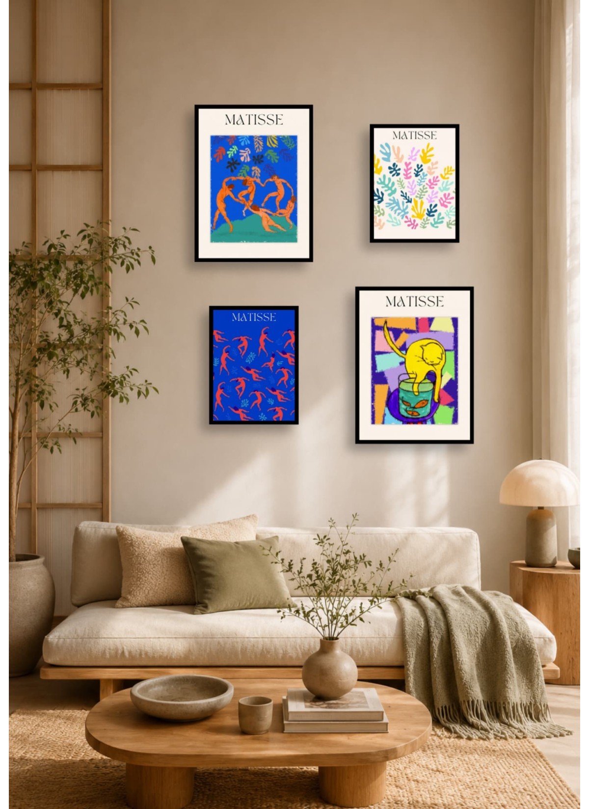 Pack d’affiches encadrées – Matisse : 4 affiches et cadres noirs | L’Afficherie