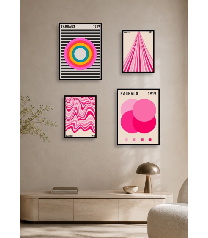 Pack d’affiches encadrées – Bauhaus : 4 affiches et cadres noirs | L’Afficherie