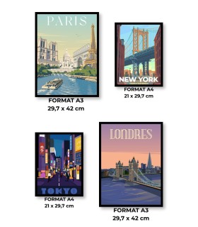 Pack d’affiches encadrées – Illustrations du monde