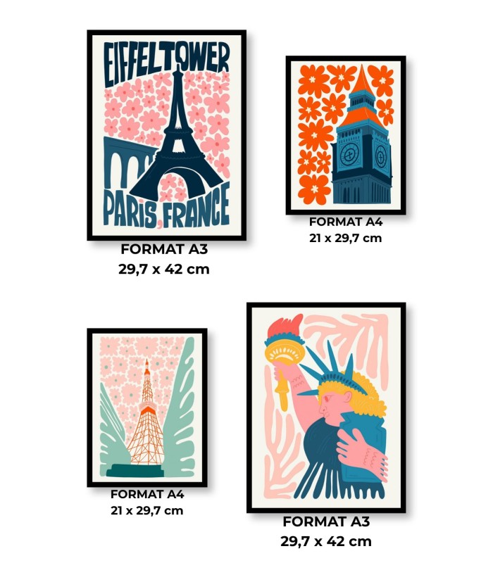 Pack d’affiches encadrées – Peintures du monde