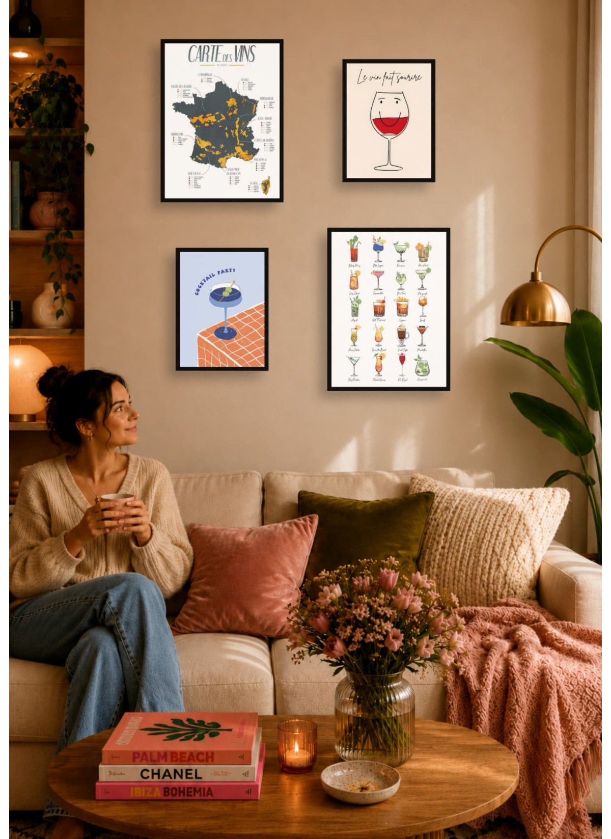 Pack d’affiches encadrées – Cuisine : 4 affiches et cadres noirs | L’Afficherie