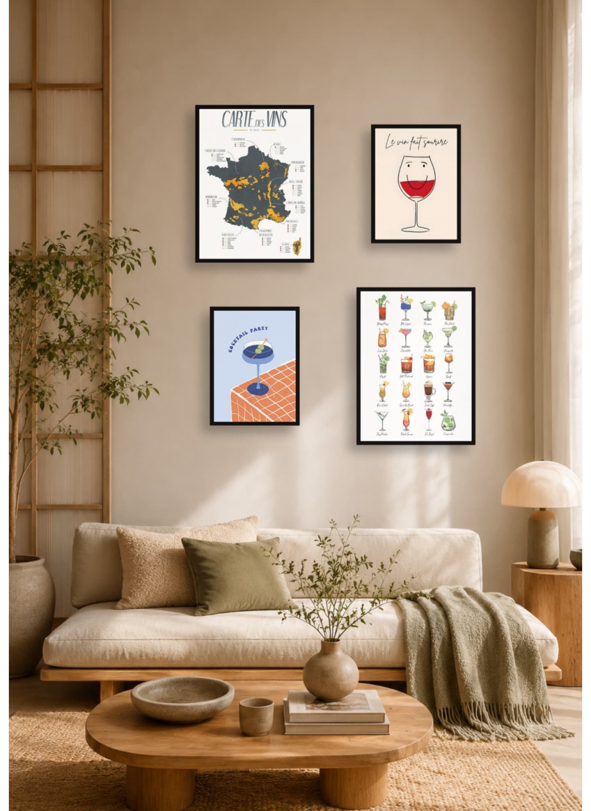 Pack d’affiches encadrées – Cuisine : 4 affiches et cadres noirs | L’Afficherie