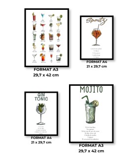 Pack d’affiches encadrées – Cocktails