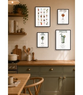 Pack d’affiches encadrées – Cocktails : 4 affiches et cadres noirs | L’Afficherie