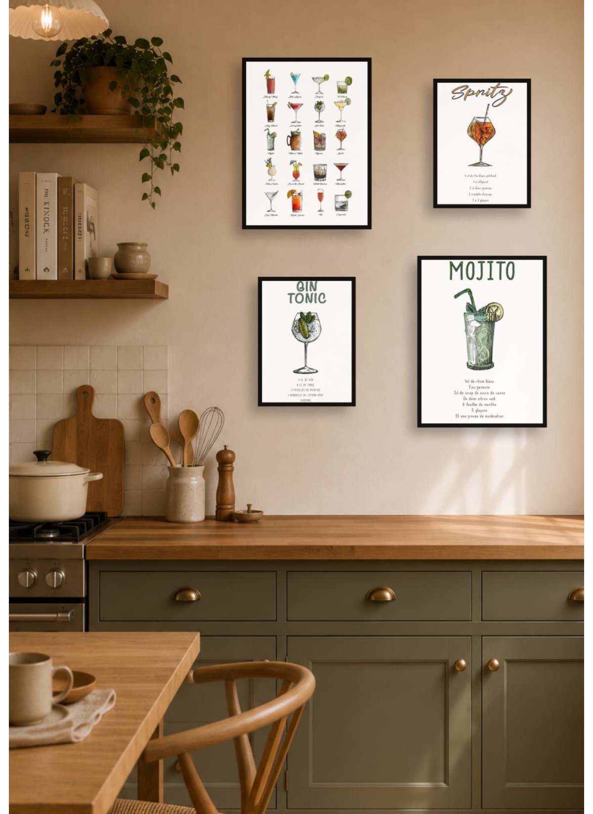 Pack d’affiches encadrées – Cocktails : 4 affiches et cadres noirs | L’Afficherie