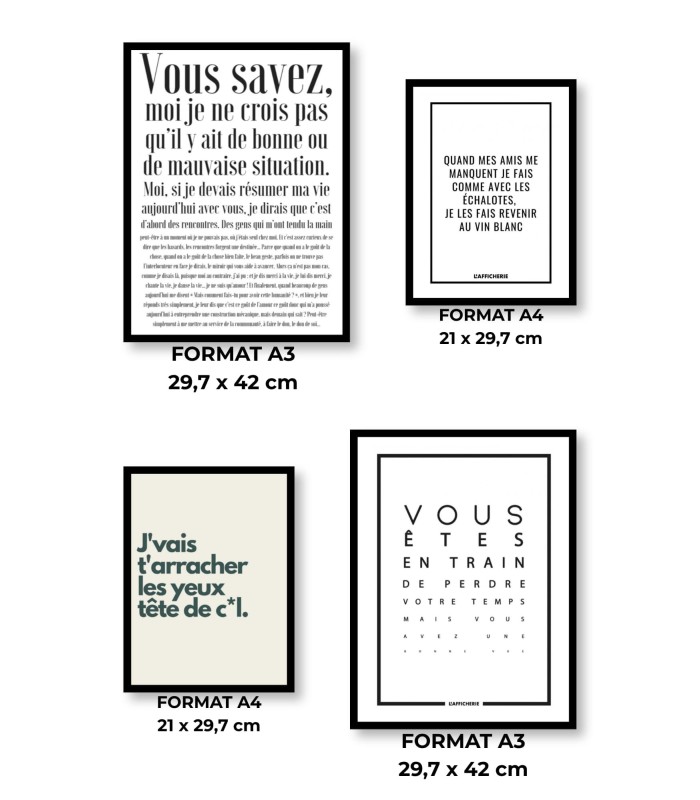 Pack d’affiches encadrées – Humour
