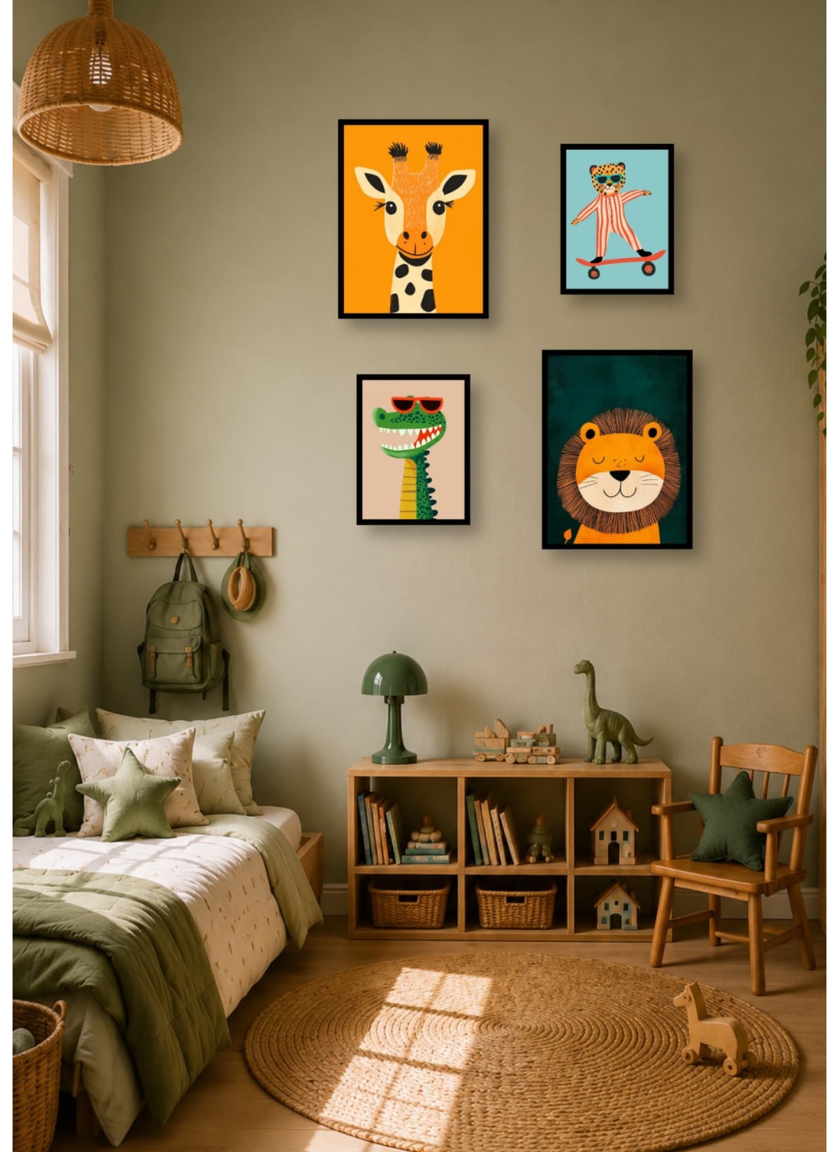 Pack d’affiches encadrées – enfant : 4 affiches et cadres noirs | L’Afficherie