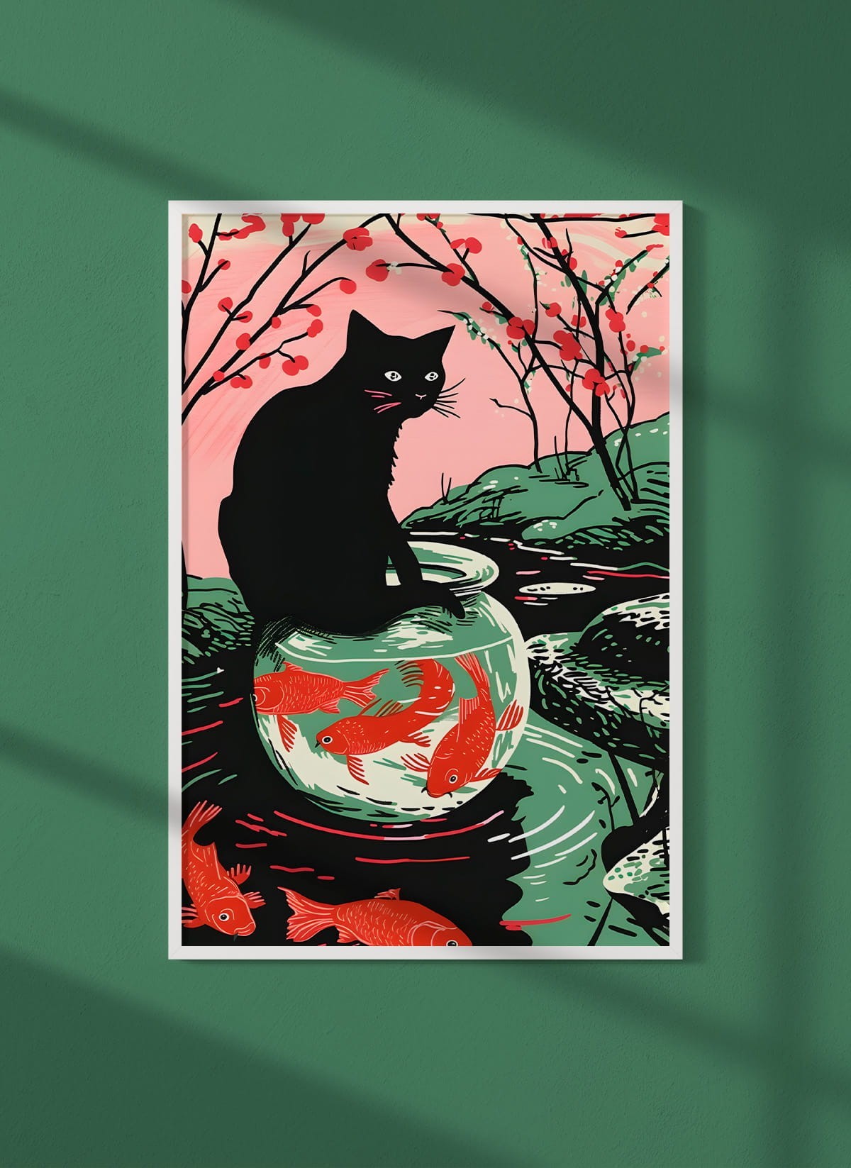 Affiche Le chat aux poissons