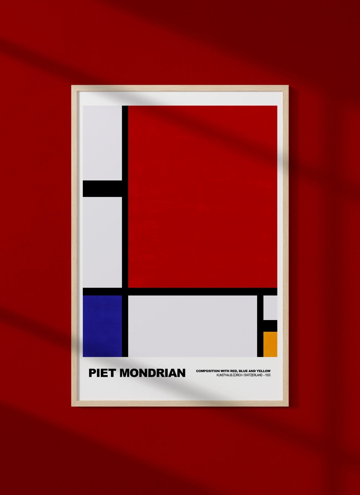 Affiche Piet Mondrian Composition with red, blue and yellow