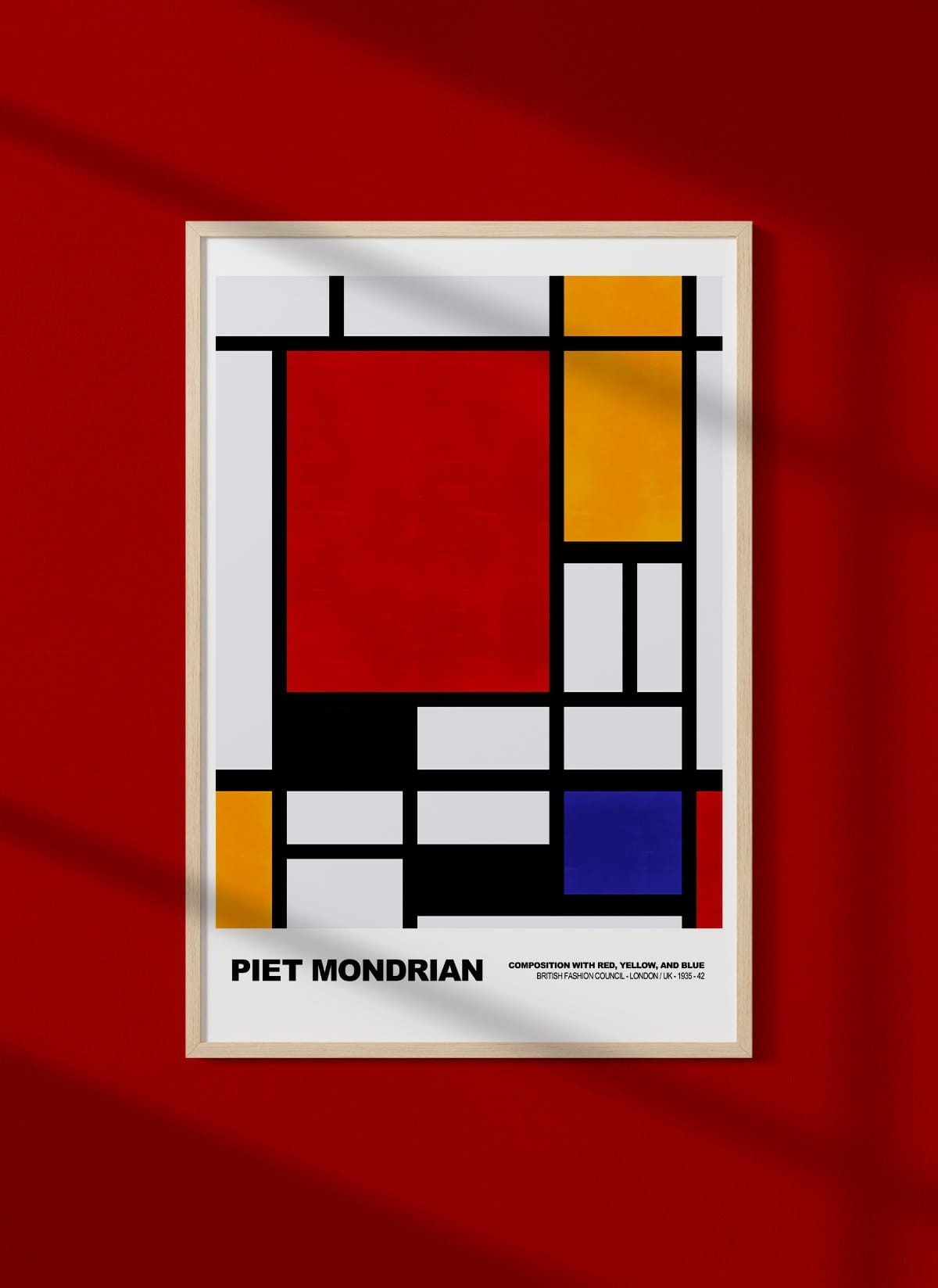 Affiche Piet Mondrian Composition with red, yellow and blue