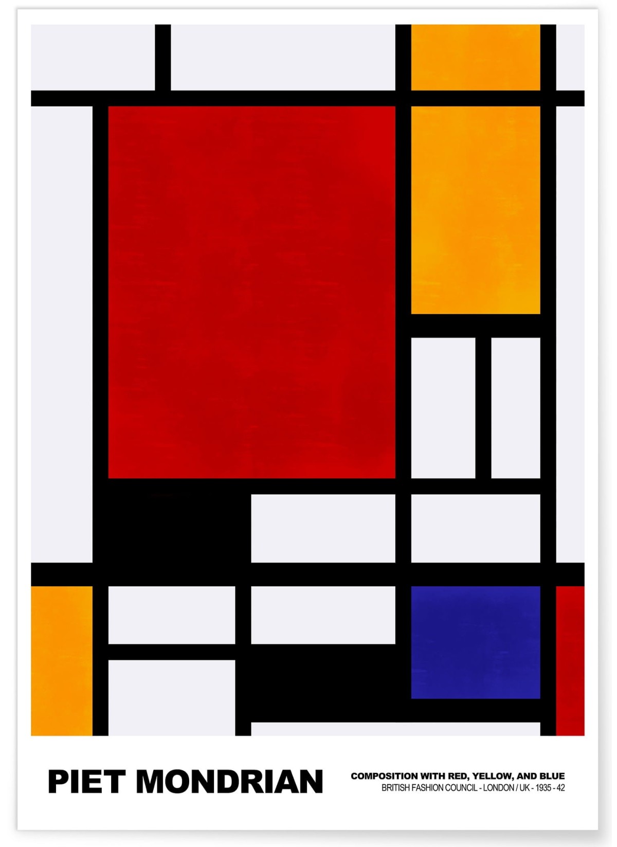 Affiche Piet Mondrian Composition with red, yellow and blue