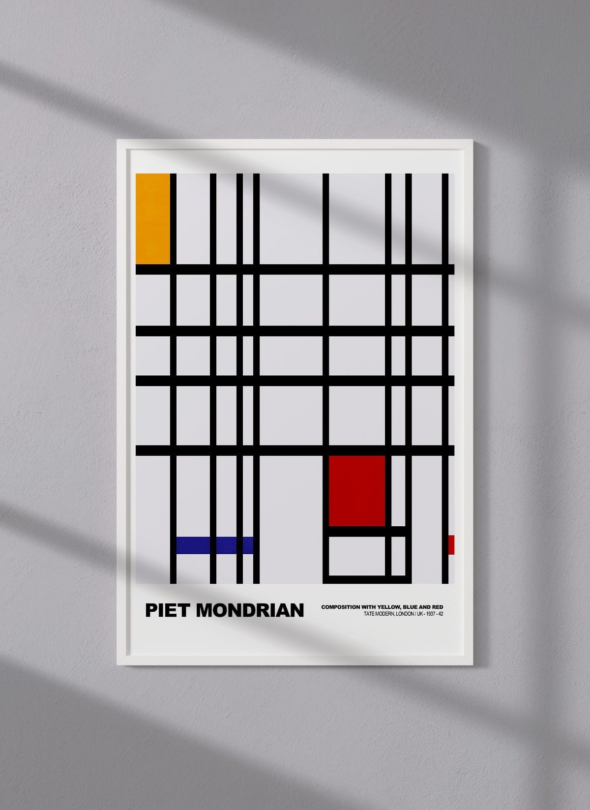Affiche Piet Mondrian Composition with yellow, blue and red