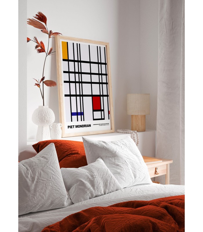 Affiche Piet Mondrian Composition with yellow, blue and red