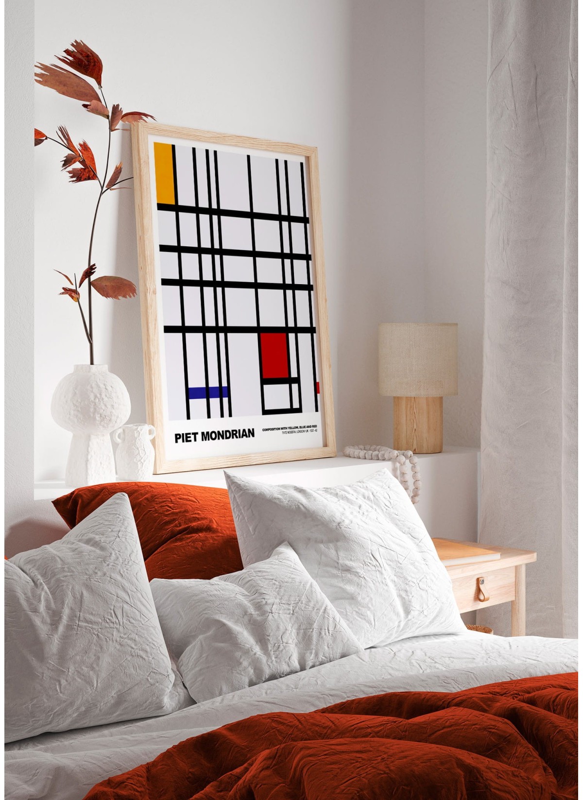 Affiche Piet Mondrian Composition with yellow, blue and red