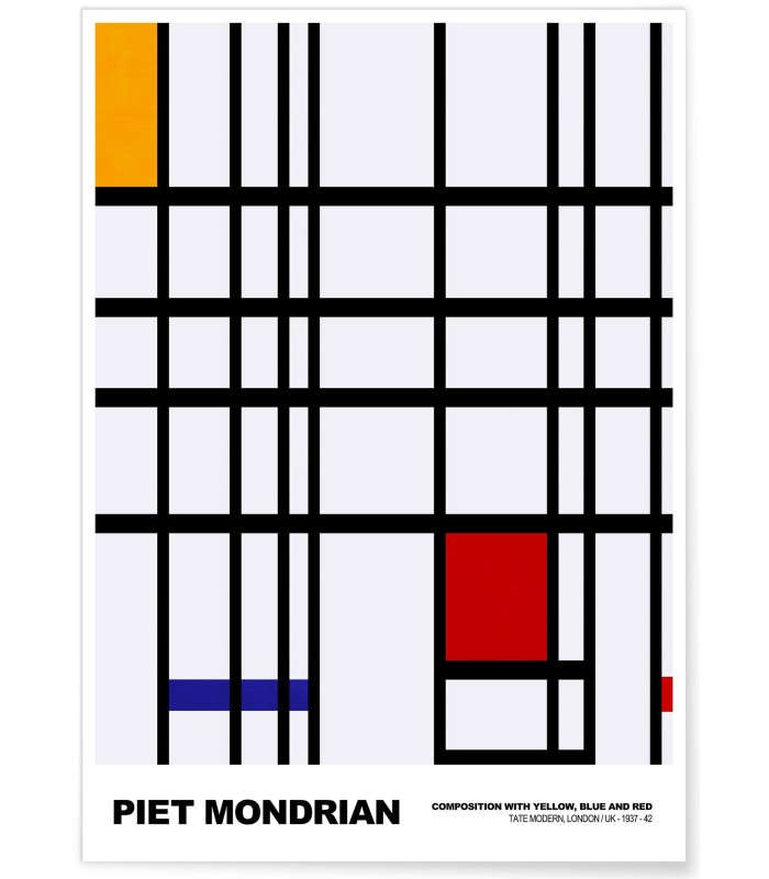 Affiche Piet Mondrian Composition with yellow, blue and red