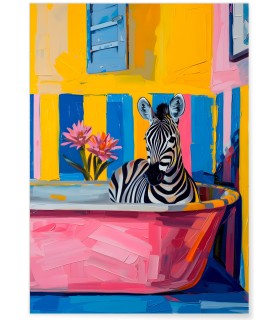 Affiche Le zèbre dans son bain