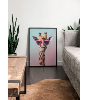 Affiche La girafe aux lunettes coeur