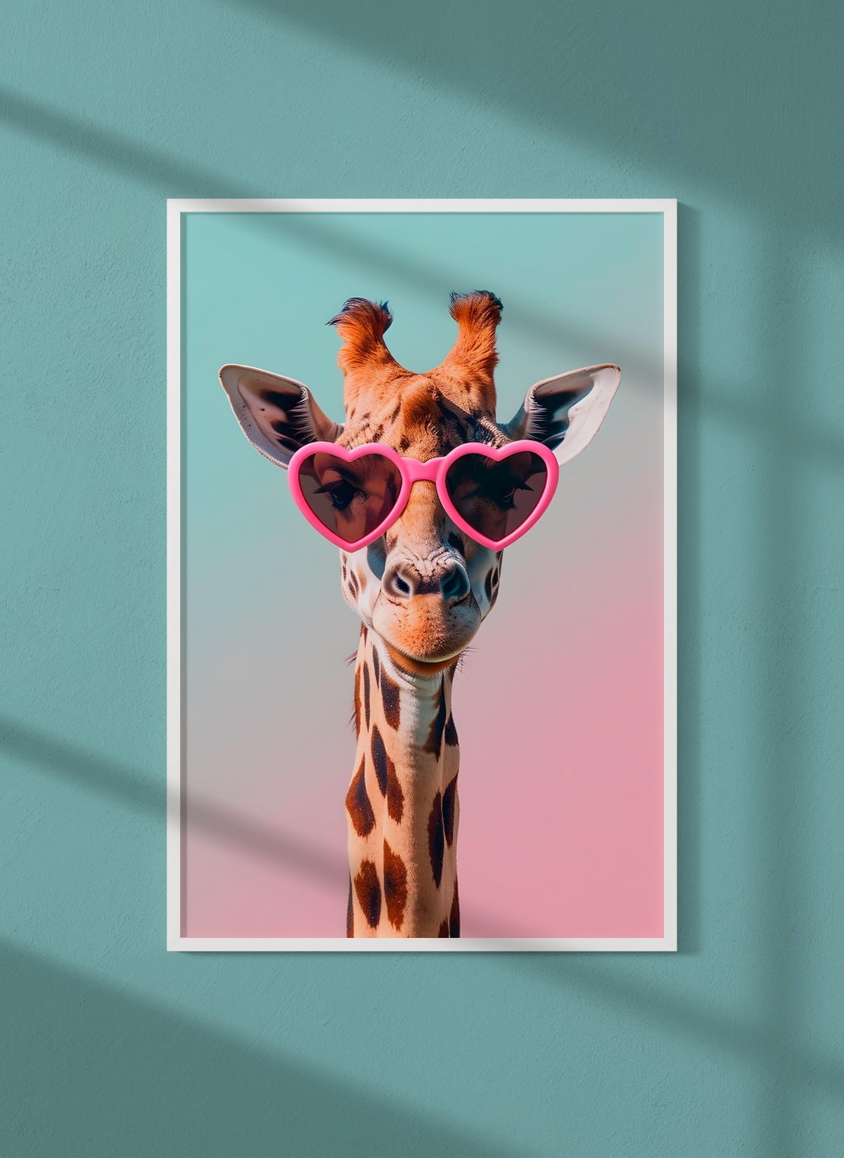 Affiche La girafe aux lunettes coeur