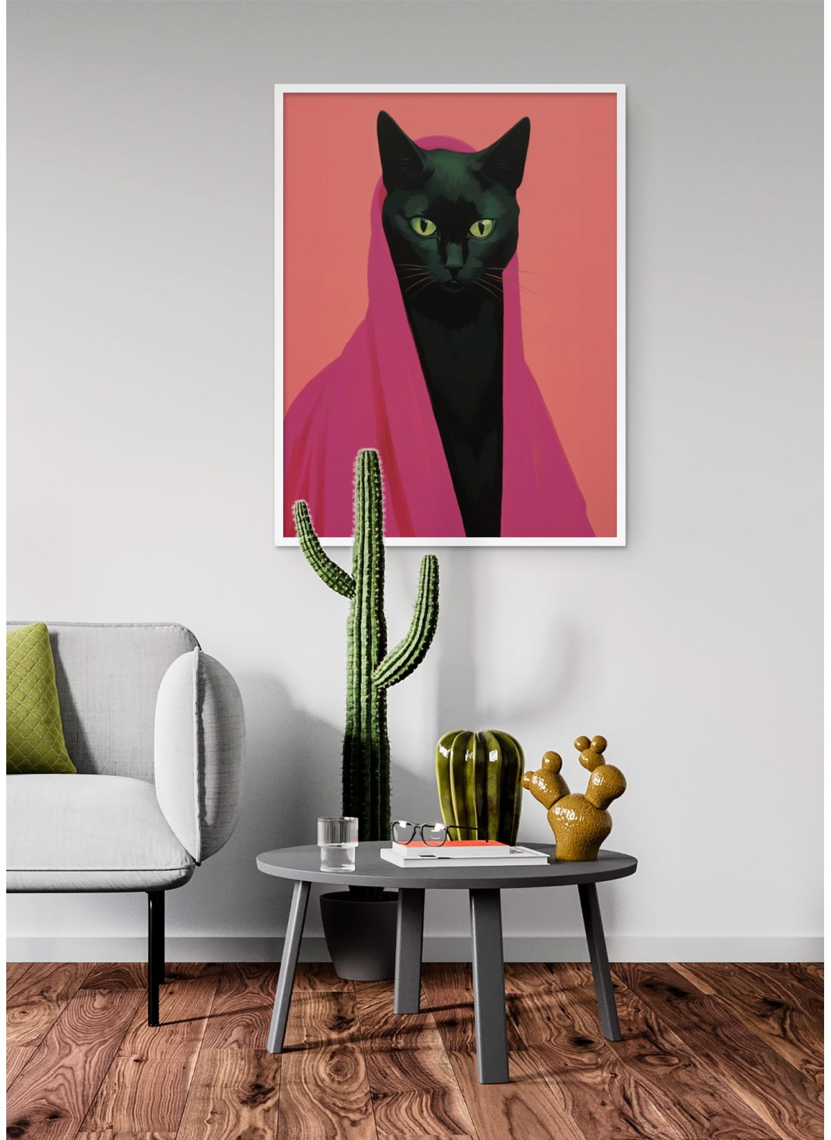 Affiche Le chat en rose