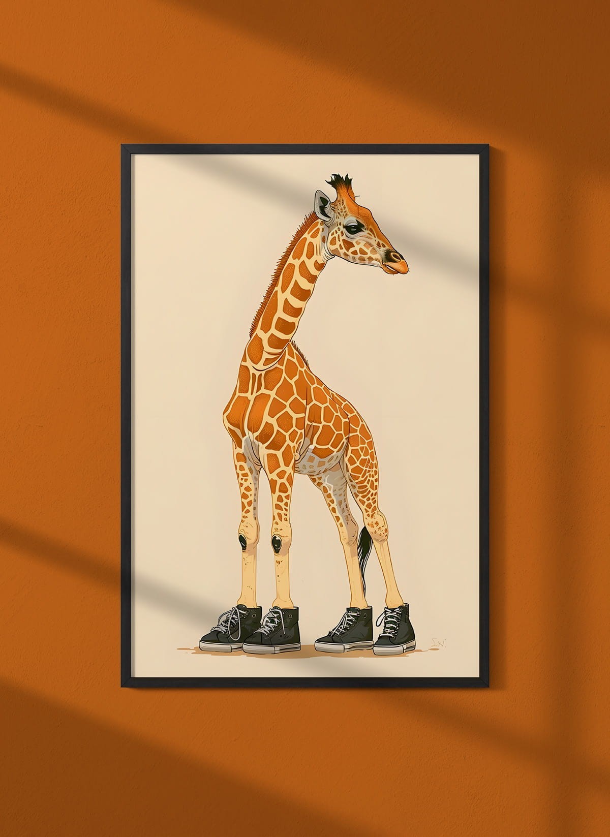 Affiche La girafe en baskets