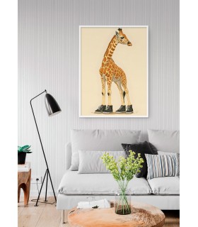 Affiche La girafe en baskets