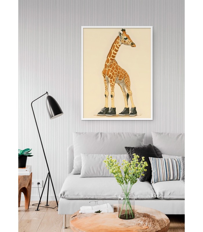 Affiche La girafe en baskets