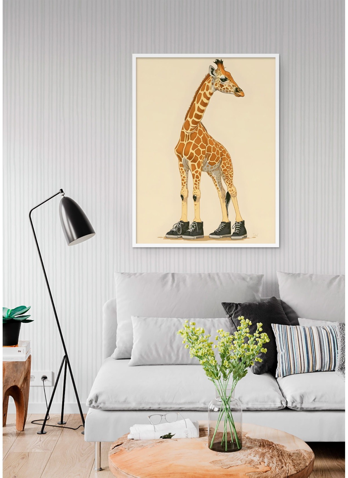 Affiche La girafe en baskets