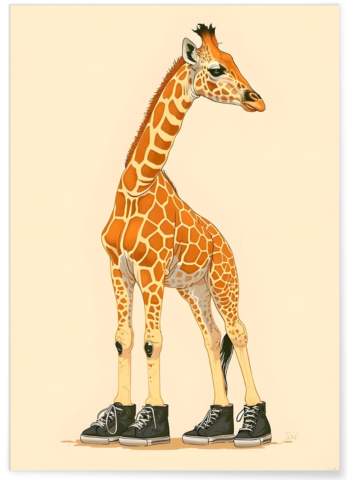 Affiche La girafe en baskets