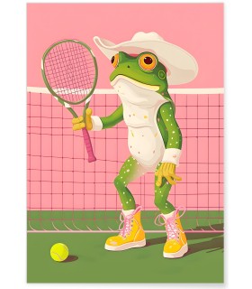 Affiche La grenouille au tennis