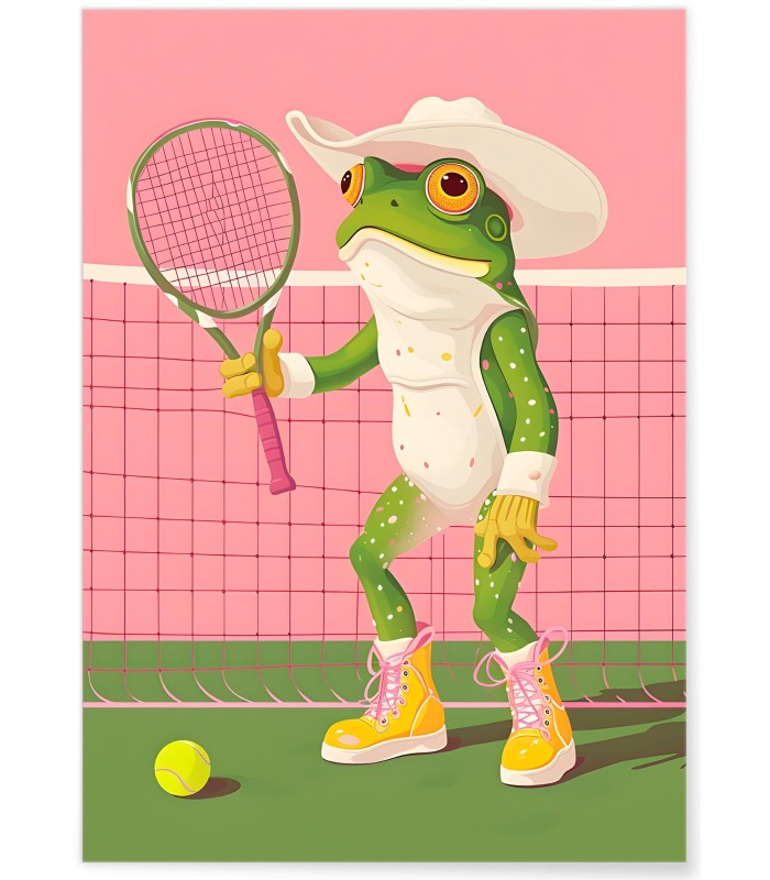 Affiche La grenouille au tennis