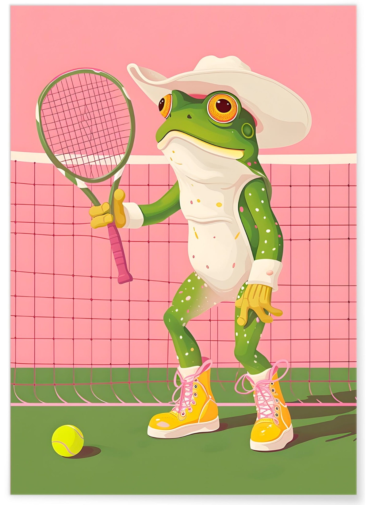 Affiche La grenouille au tennis