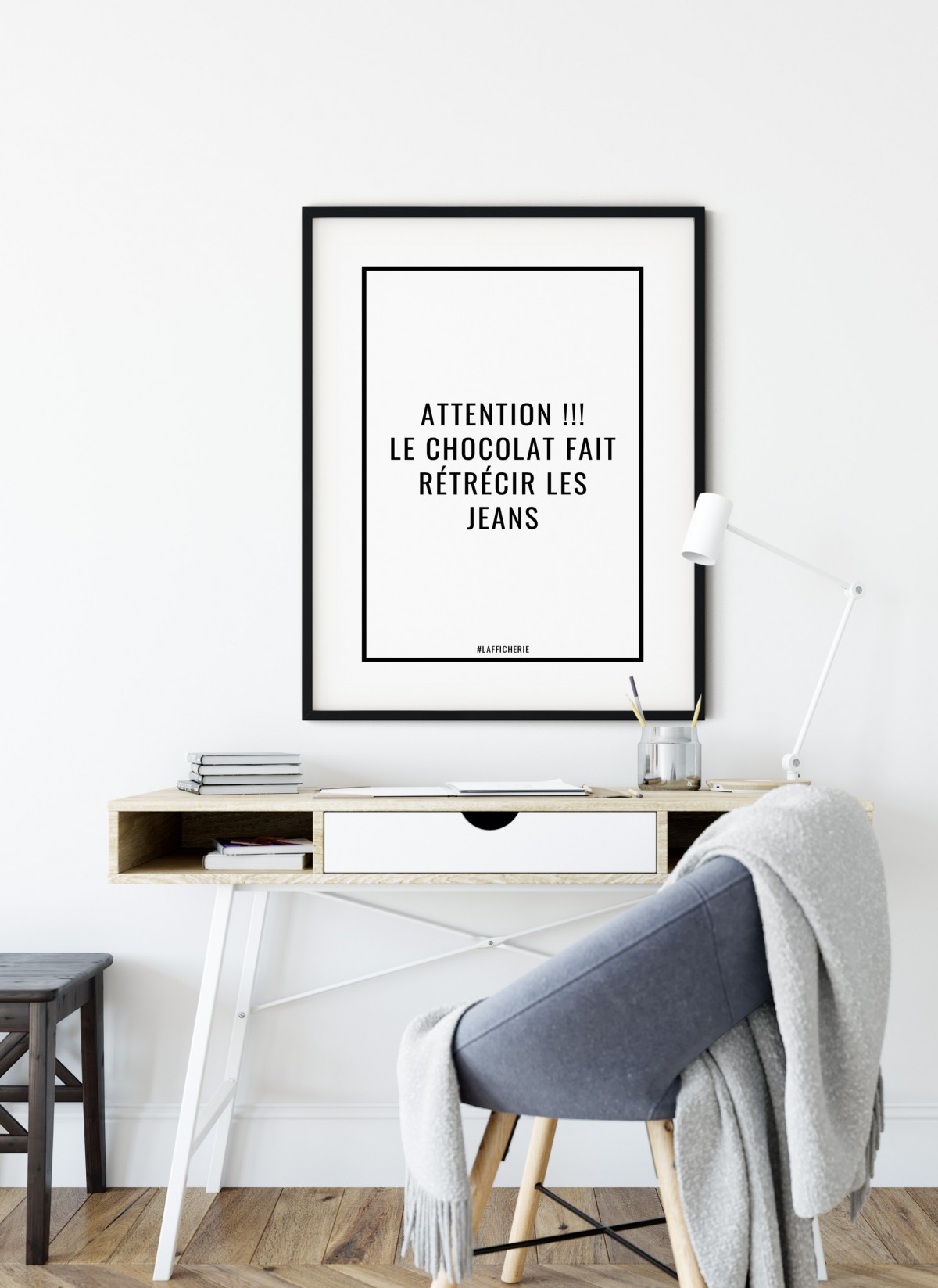 Affiche Attention le chocolat fait rétrécir les jeans