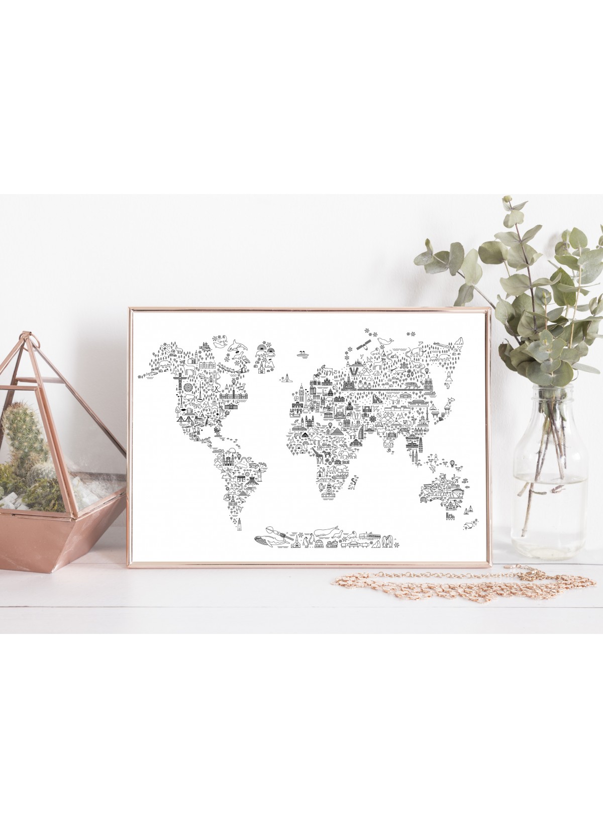 Poster Carte du monde Icônes