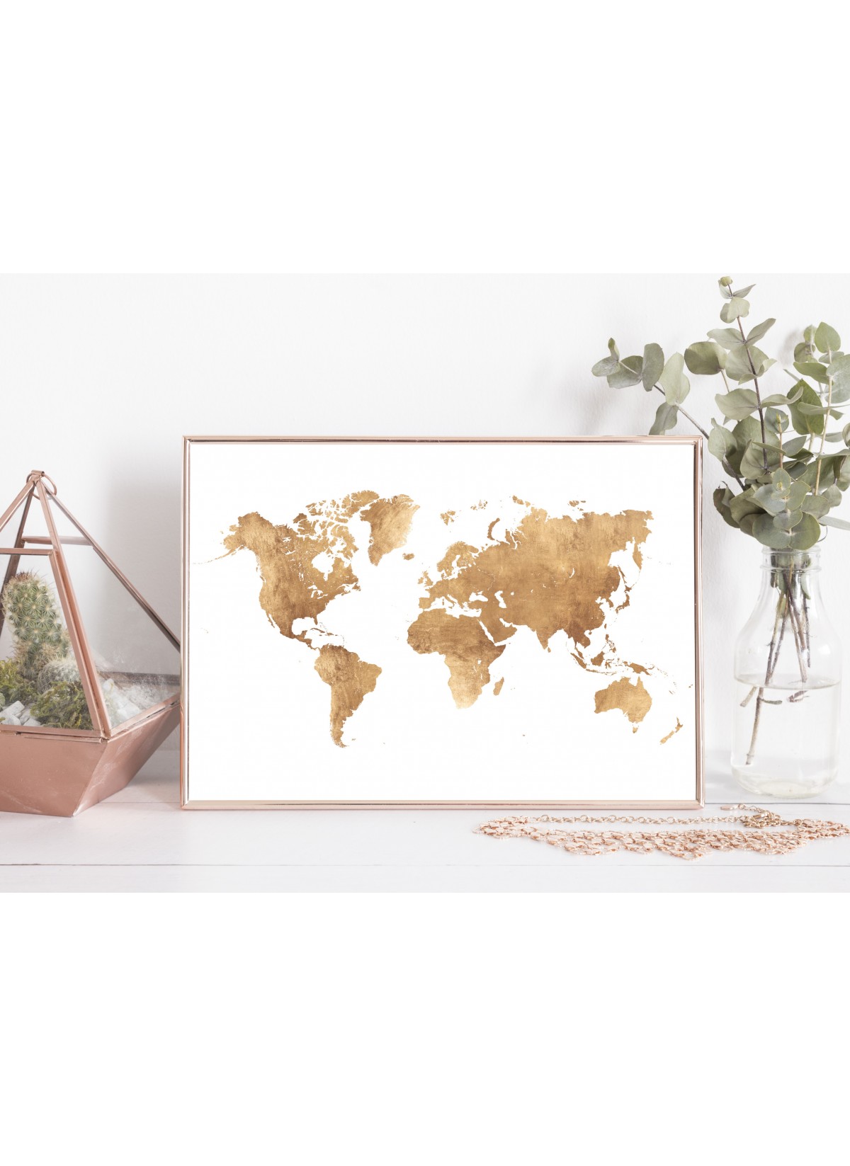 Poster Carte du monde Or
