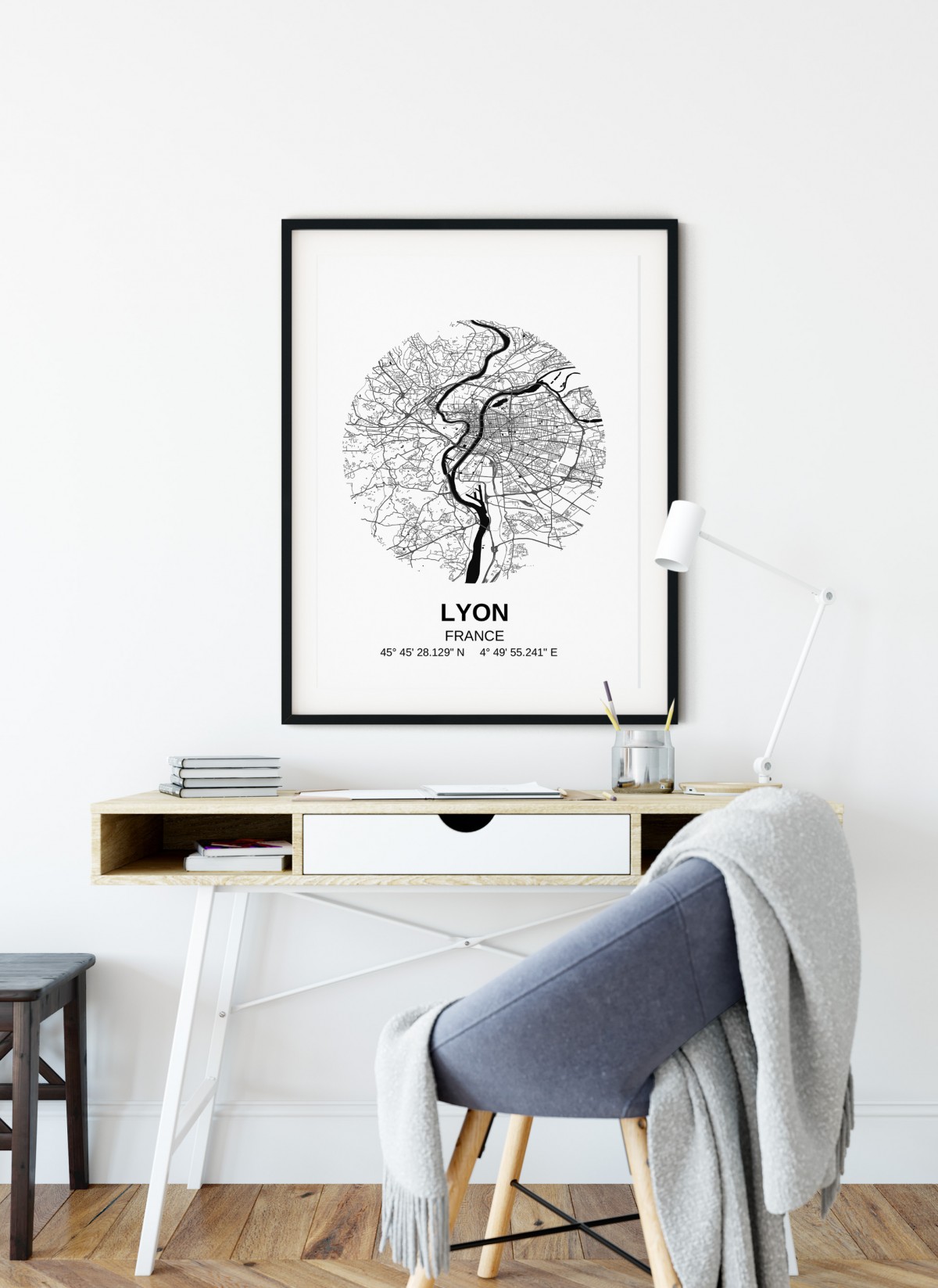 Poster Carte Lyon