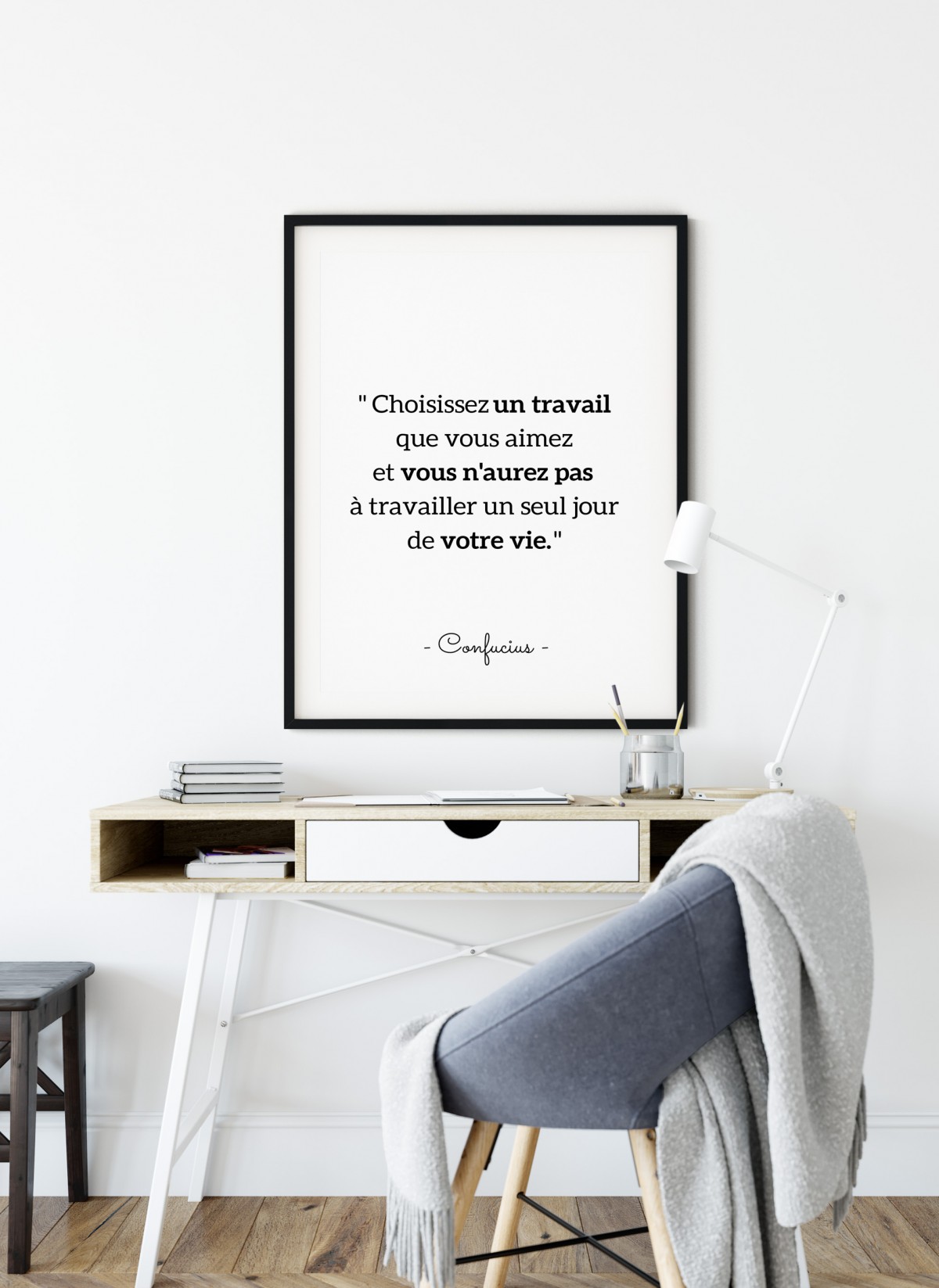 Poster Confucius : "Choisissez un travail que vous aimez..."