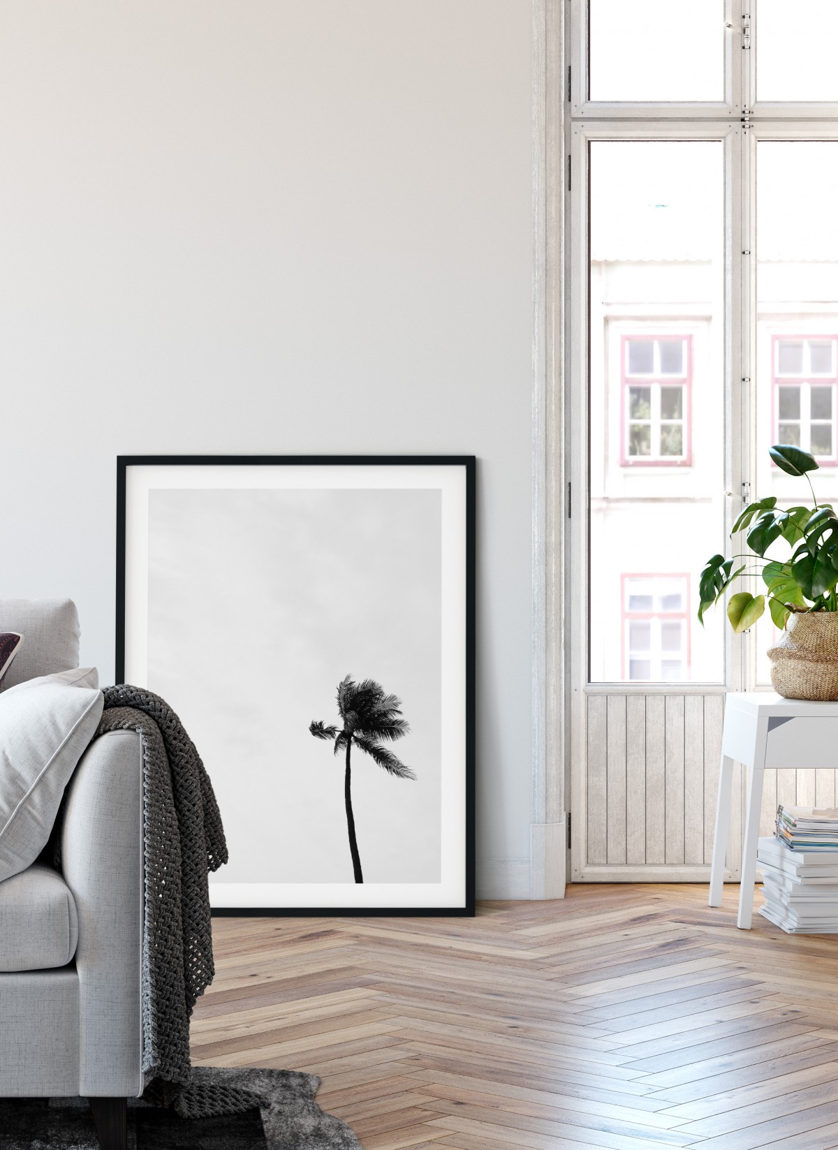 Affiche Palmier noir et blanc