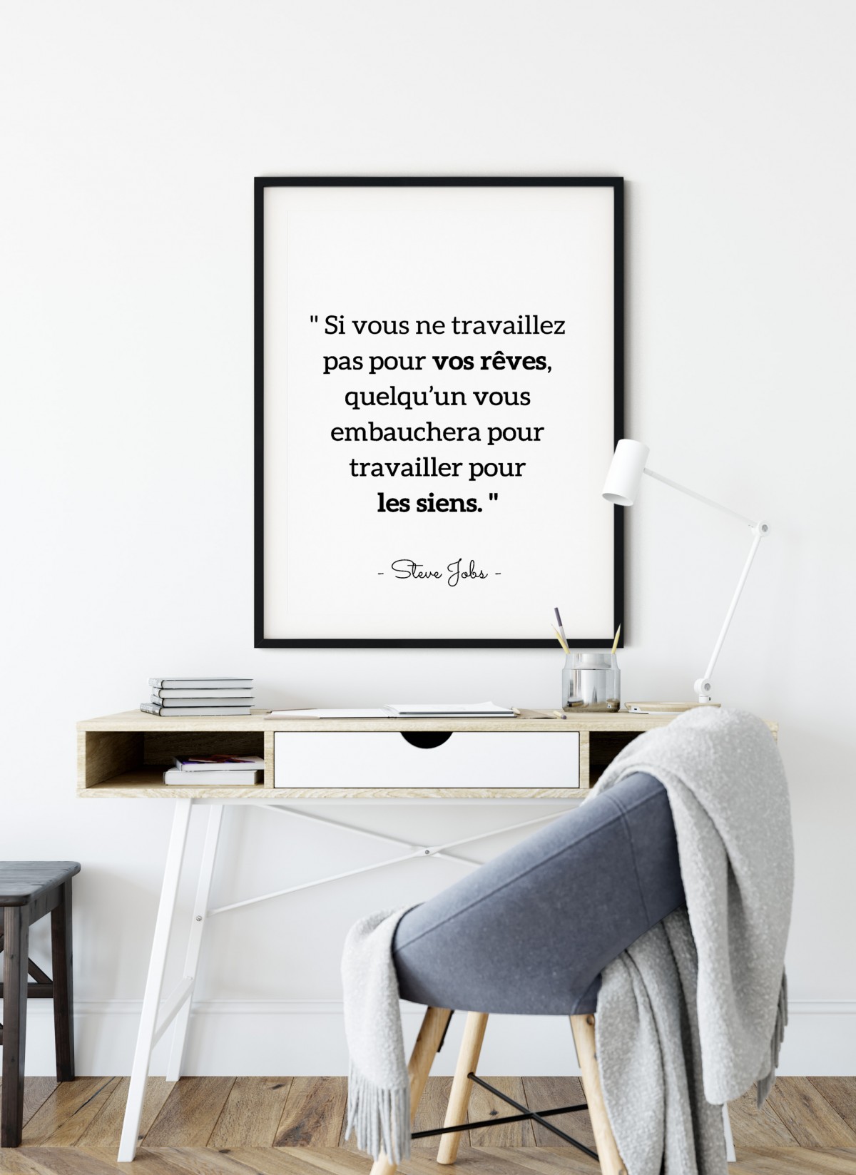 Affiche S.Jobs : "Si vous ne travaillez pas pour vos rêves..."