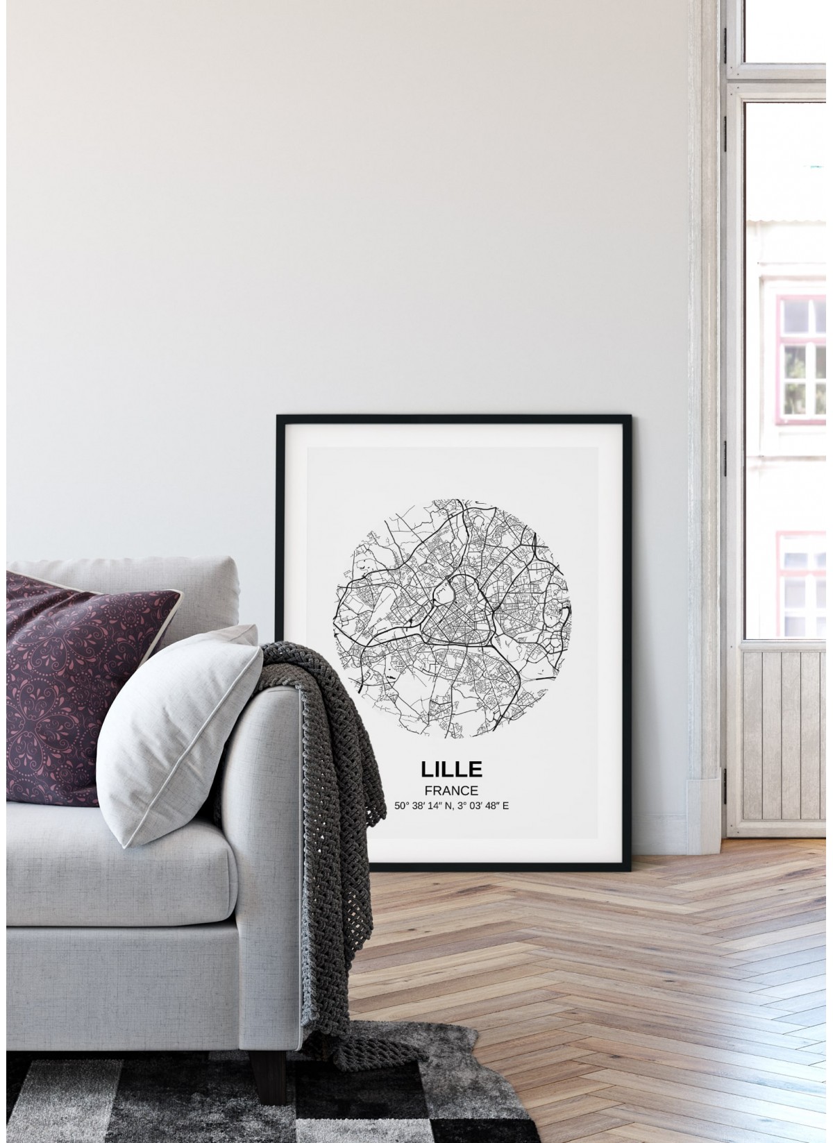 Affiche Carte Lille