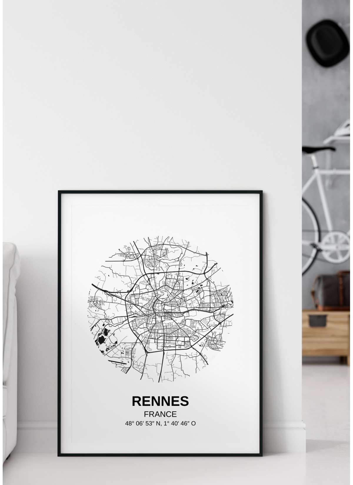 Affiche Carte Rennes