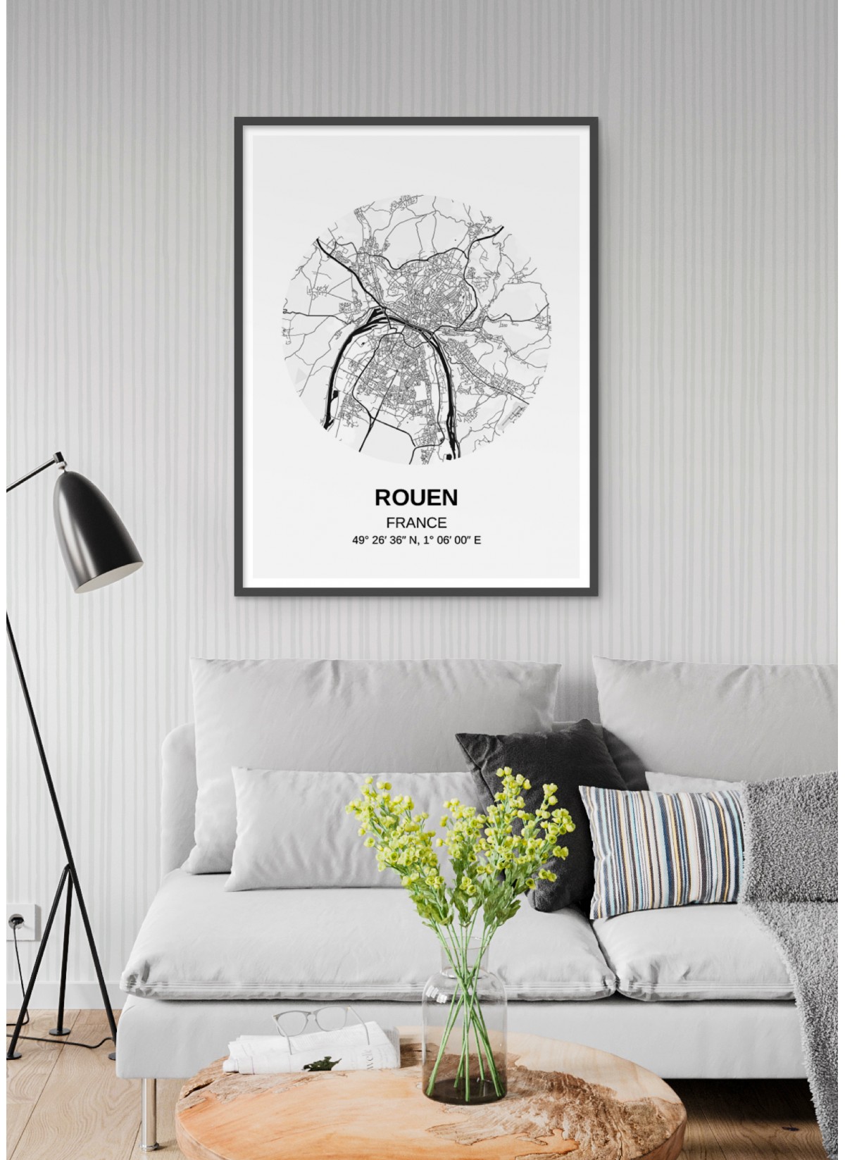 Affiche Carte Rouen