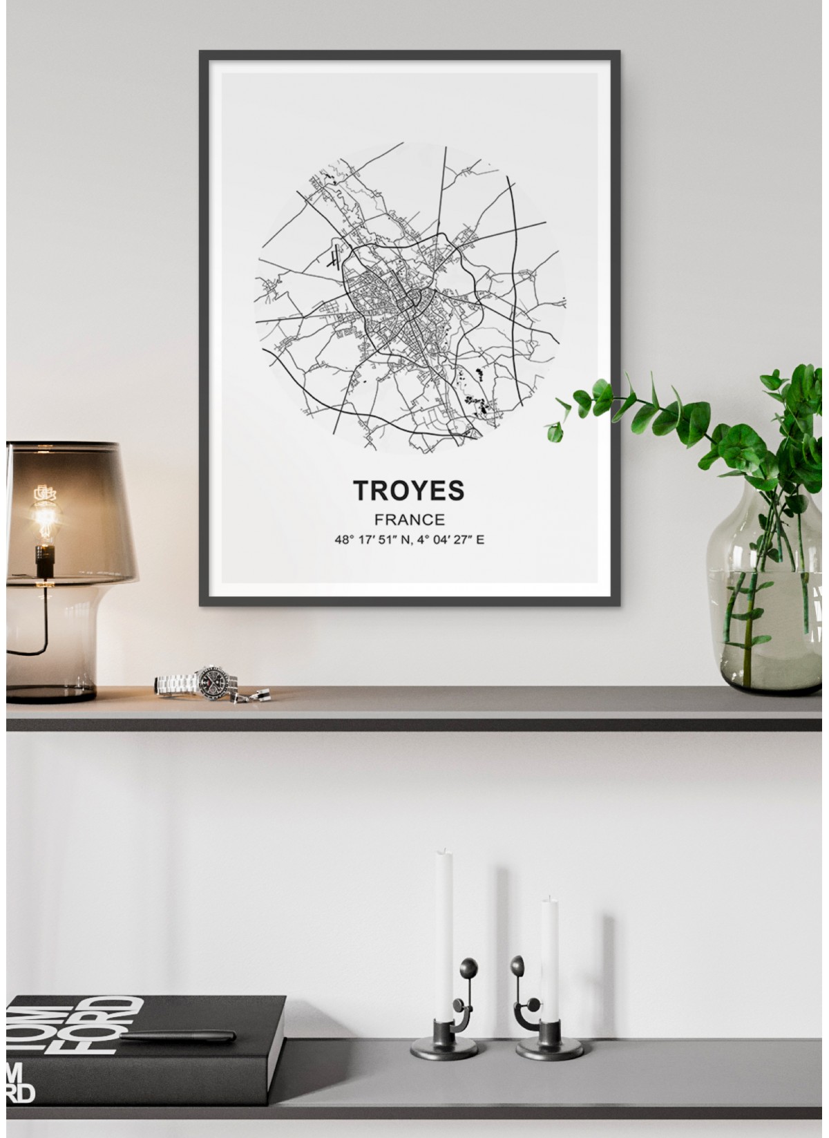 Affiche Carte Troyes