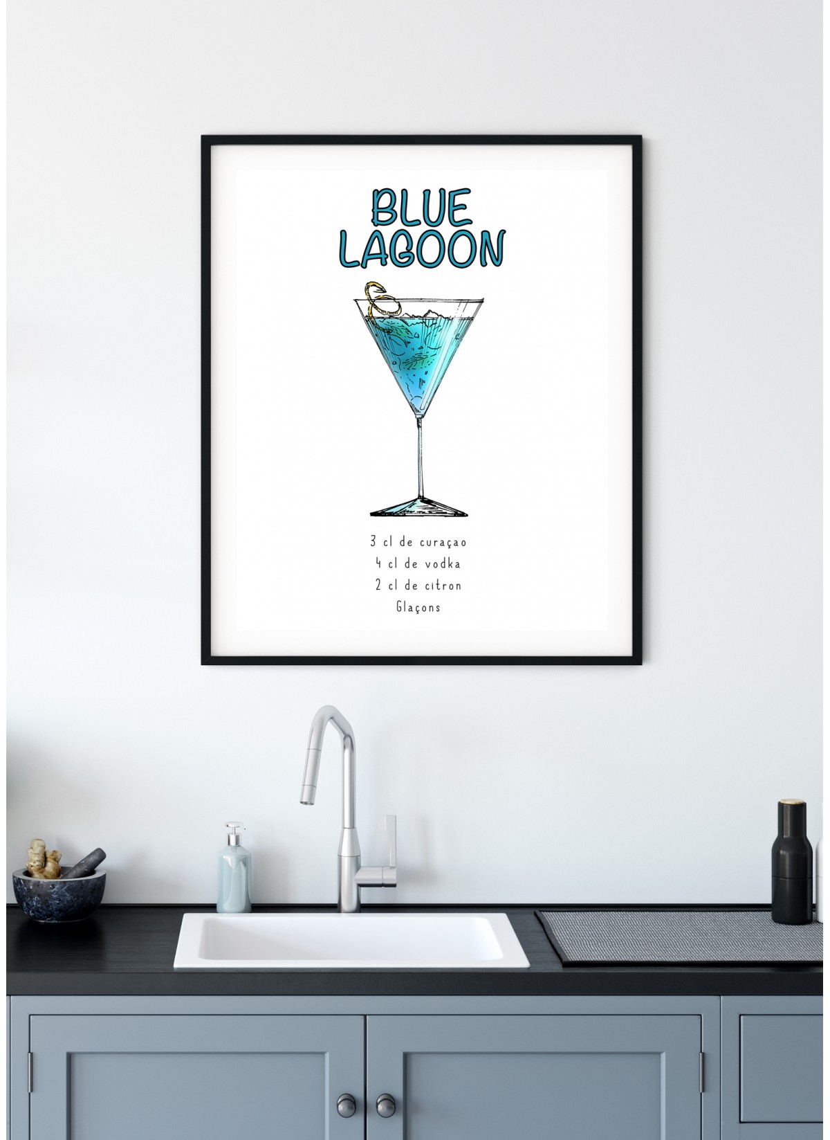 Affiche Cocktail Blue Lagoon
