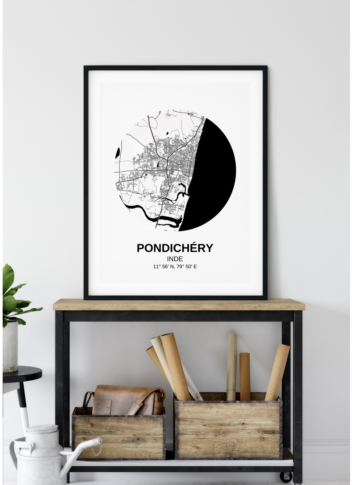 Affiche Carte Pondichéry